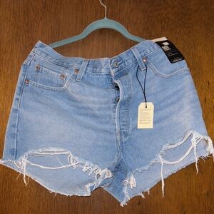 Signature by Levi Strauss Light Blue Ripped Jean Shorts